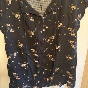 Buffalo David Bitton Black and Yellow Button Down Blouse